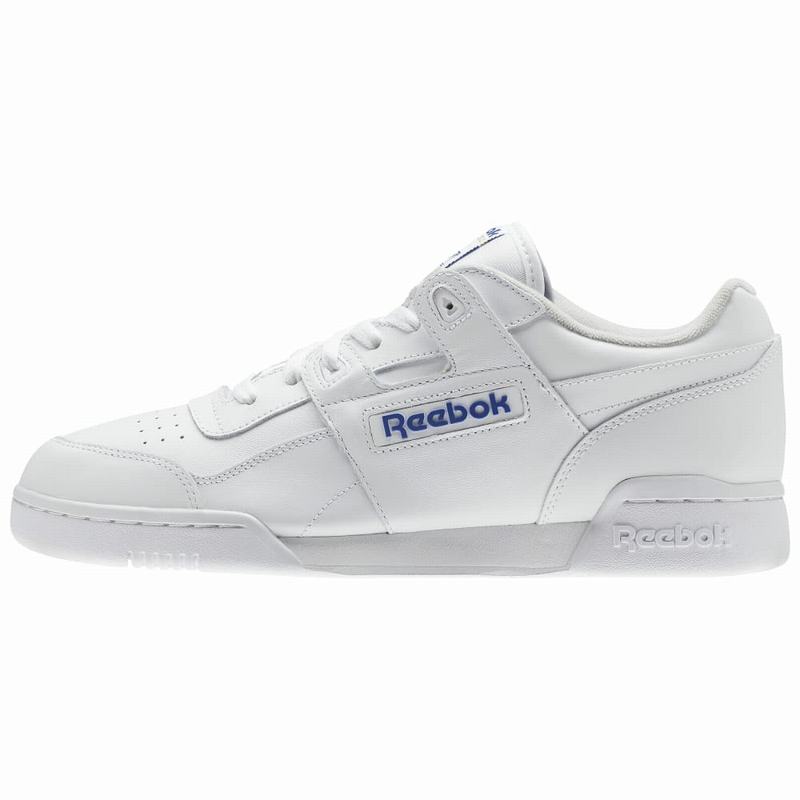 Reebok Workout Plus Tenisky Damske - Biele/Kráľovská Modrá DT6960PI